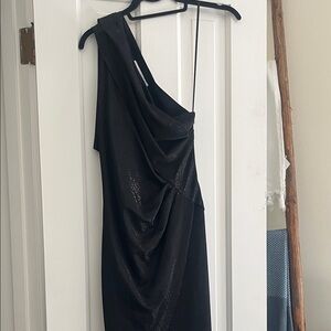 IRO Black One-Shoulder Dress with Draped Detail